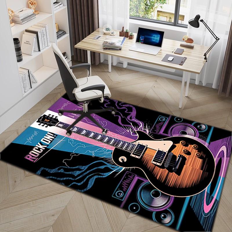 1Pc Electric guitar theme Printed circular carpet, home door mat, outdoor travel protection carpet A4