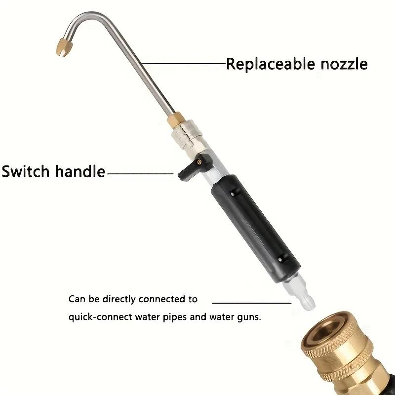 Lightweight High Pressure Washer Gun 3-in-1 Set - U-Shaped Rod + Long Lance + Trigger Handle, M22-14 Thread Adapter