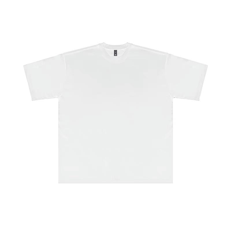 T-shirt blanc pour homme 320g poids lourd couleur unie coupe ample, pur coton, sous-vêtement d'été pour adolescents et couples