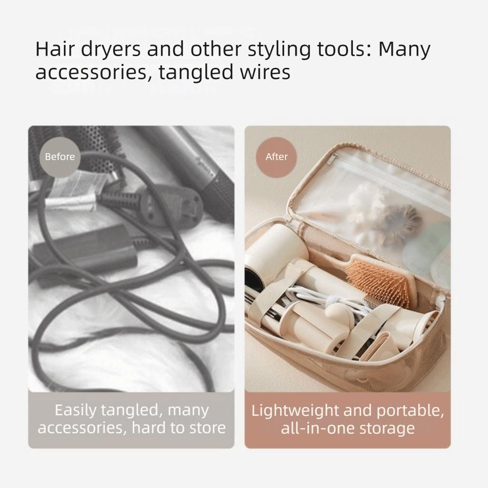 Large Capacity Hair Dryer Storage Bag PVC Hair Styling Case Beauty Tools Storage