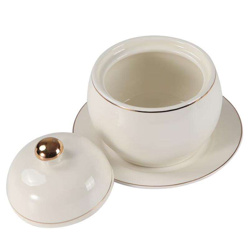 Si Shi Yan Huo Ceramic Drum-Shaped Gold-Rimmed Bowls (Set of 5)
