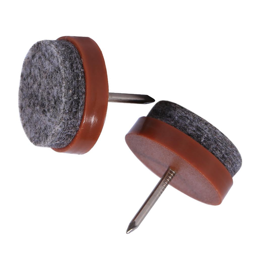 20x Furniture Table Chair Leg Floor Felt Pad Skid Glide Slide Nail Protector Brown 24mm
