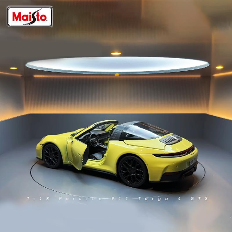 In Stock Maisto 1:18 Porsche 911 Targa 4 Gts (992.2) With Windows Alloy Miniature Diecast Fully Open Model Custom Toys Gifts