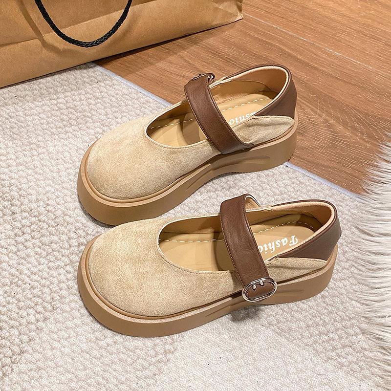 Velvet Mary Jane Shoes Women's Autumn 2025 New Retro Korean Version Inner Height Increase Soft Sole Shallow Mouth Leopard Print Single Shoes