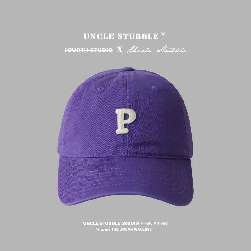 Letter P Embroidered hats Baseball Caps for Men and Woman's Adjustable Casual Cotton Sun Hats  Solid Color Visor Hats