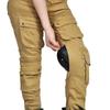 Womens Motorcycle Riding Pants Vintage Style Cargo Trousers With Protective Padding Khaki Cotton Blend Use