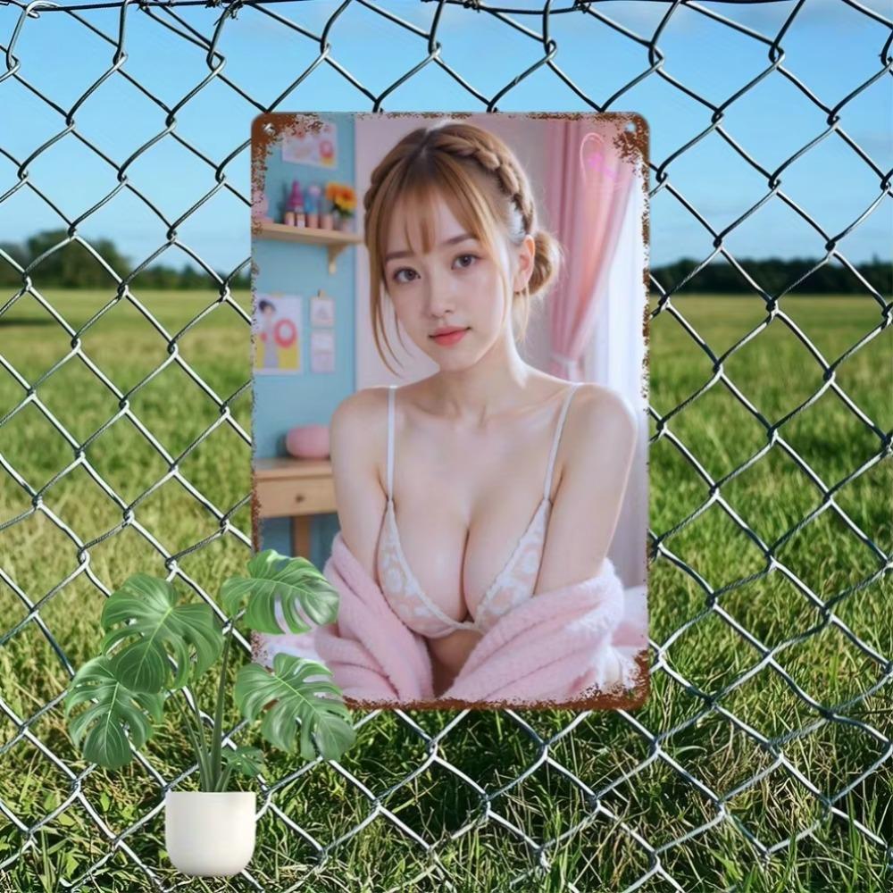 Anime-Mädchen Metall-Wandkunst Vintage-Aluminiumschild Heimdekoration Geschenk