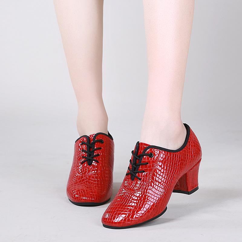 XIHAHA Women Jazz Dance Shoes Latin Salsa Ballroom Stone Pattern Genuine Leather Woman's Practice Dancing Shoes Ladies Sneakers