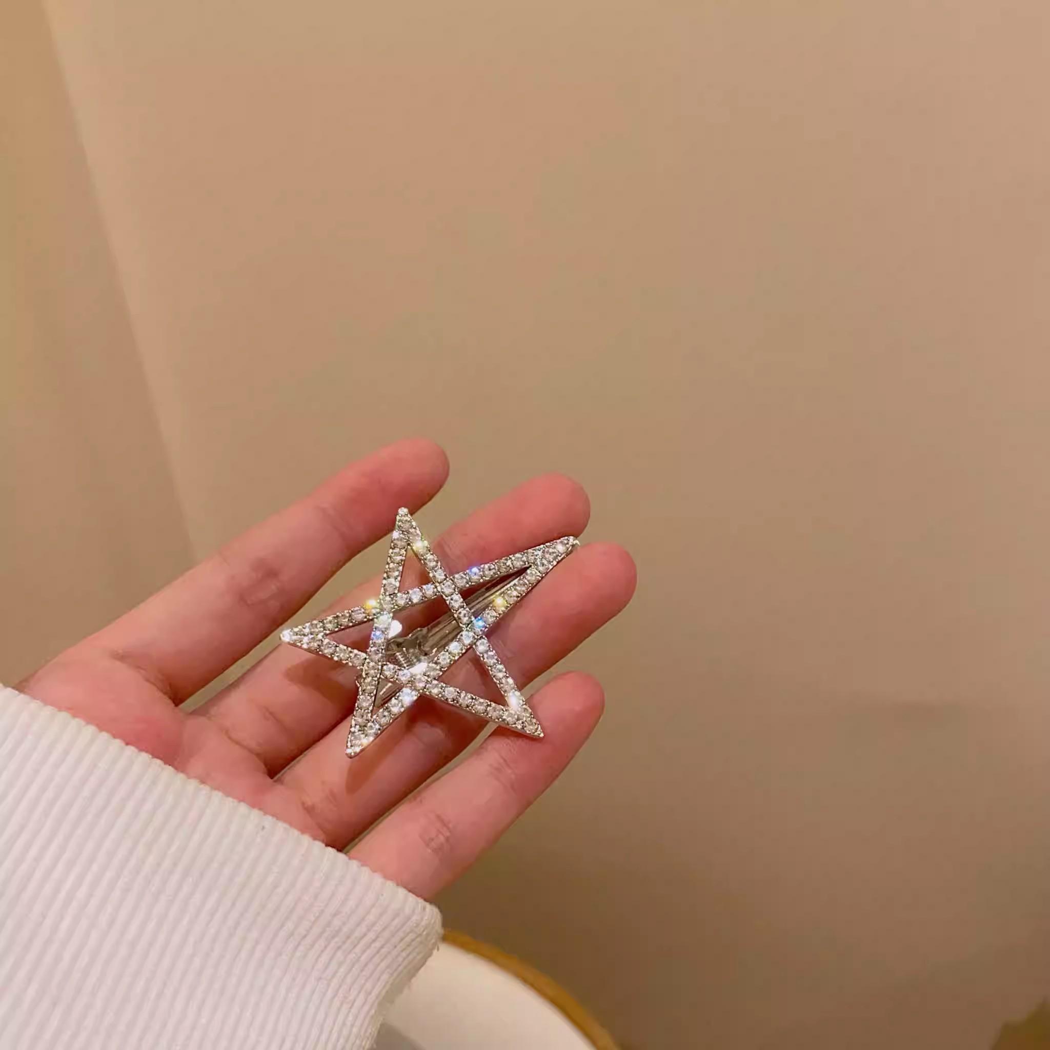 

Заколки для волос Y2k Stars с полными стразами для женщин, милые девичьи заколки, металлический зажим-уточка, украшение для челки на лбу, головной убор