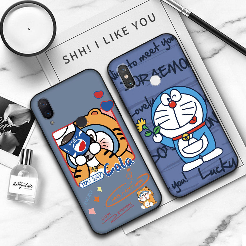 JW82 Doraemon Black Soft Case for Samsung Note 20 Lite S24 Ultra S23 A03 A05 A06 A11 A71 A15 A16 A13 A24 A25 A33 A52 A53 A50 M55 M35 Plus