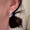 Elegant Geometric Blue Zirconia Pearl Stud Earrings - Stylish Cold Tone