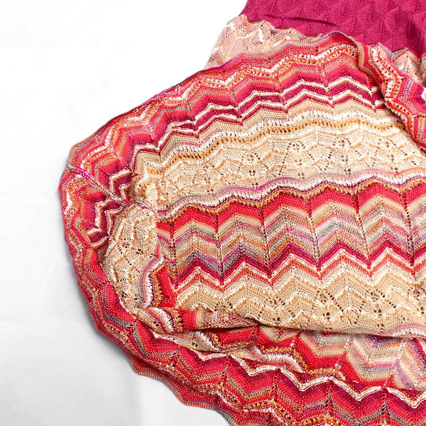 [Used] MISSONI Red Beige Knit Dress [b42-22]