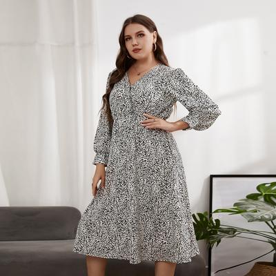 Moda autunnale Vita elastica Donna Sexy e; Abiti da donna a trapezio taglie forti con stampa club