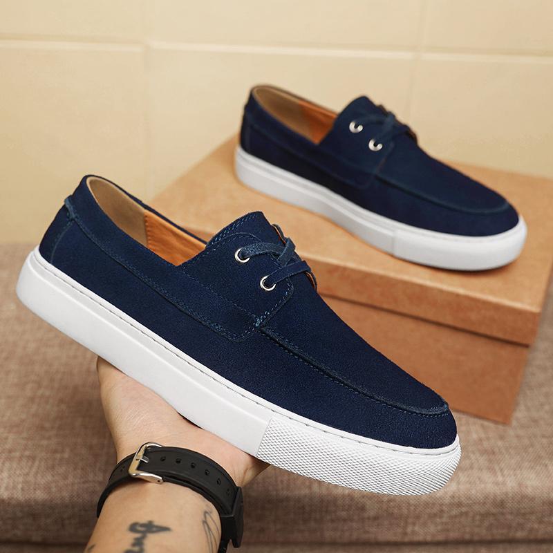 Fashion Spring New Top Layer Pigskin Inner Sports and Leisure Shoes Fashionable Brand Men's Comfortable Thick Soled Suede Casual Loafers
