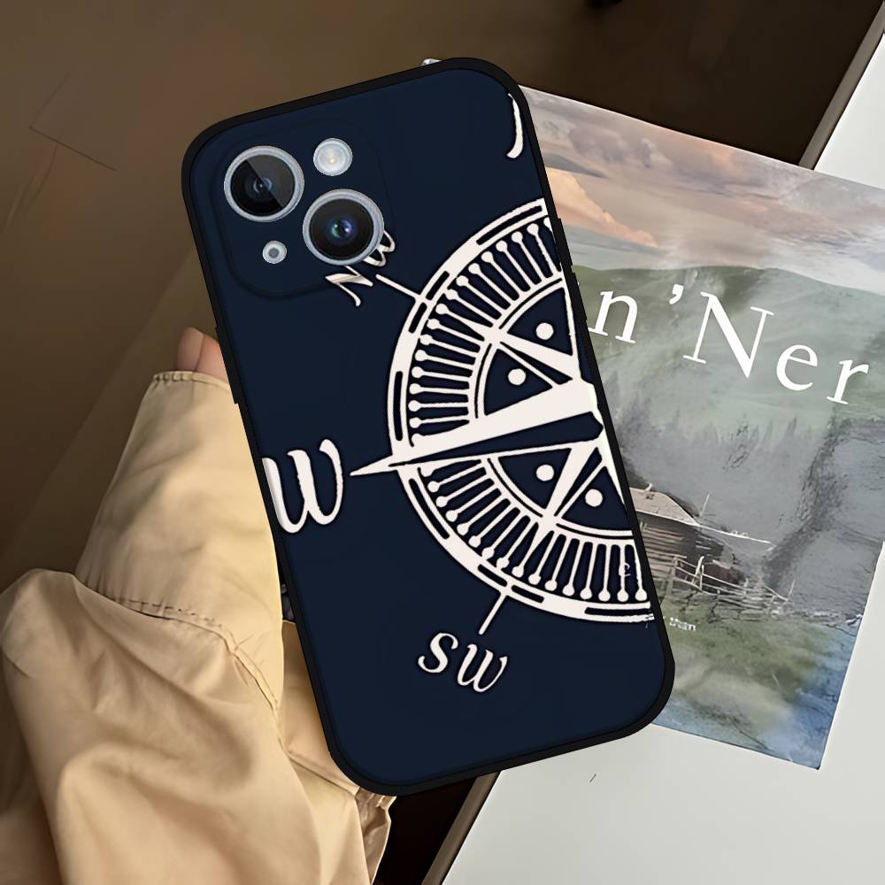 Fashion Vintage Compass Black Phone Case That Fits For IPhone 17,16,15,11,13,14 Pro Max,Plus,X,Xr,Xs Max,13Mini
