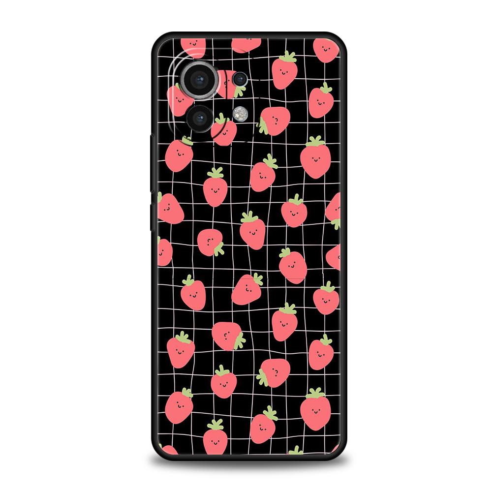 

Phone Case for Xiaomi Mi 17 Pro Max 15 14 13 12 11 Ultra 15T 14T 13T 12T Pro Lite Soft TPU Cute Strawberry & Ditsy Floral Pink Xiaomi 11T