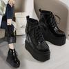 Fashion 14CM Super High Heels Platform Wedges Height Increasing Women Autumn Ankle Boots
