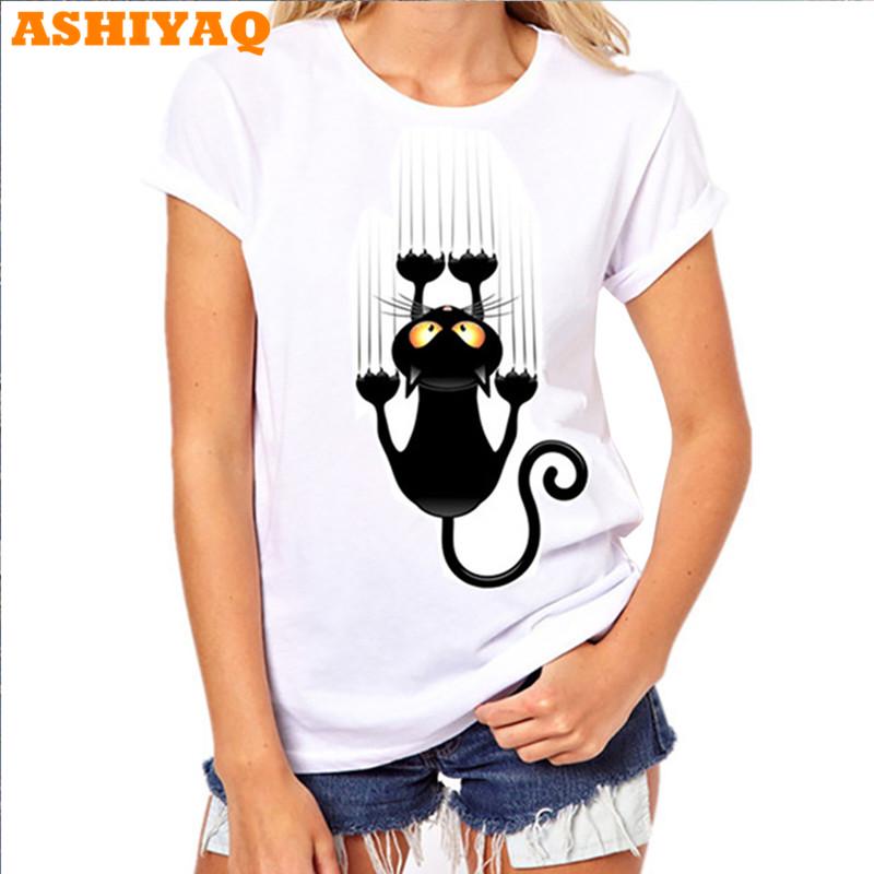 Buy Women Plus Size Cat Print Tees Cotton Tops at affordable prices