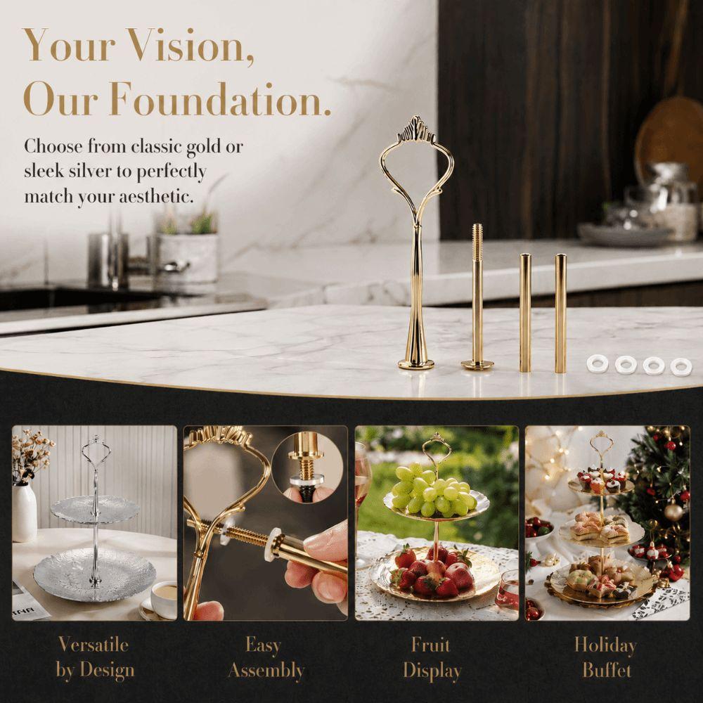 2 Tiers 3 Tier Cupcake Display Holder Zinc Alloy Tiered Fruit Plate Cake Stands Dessert Display