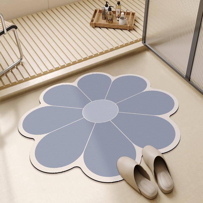 

Маленький и свежий цветочный коврик для ванной комнаты, противоскользящий коврик для раковины, впитывающий воду коврик для пола на дверь туалета, диатомовый грязевой коврик 60 * 60cm