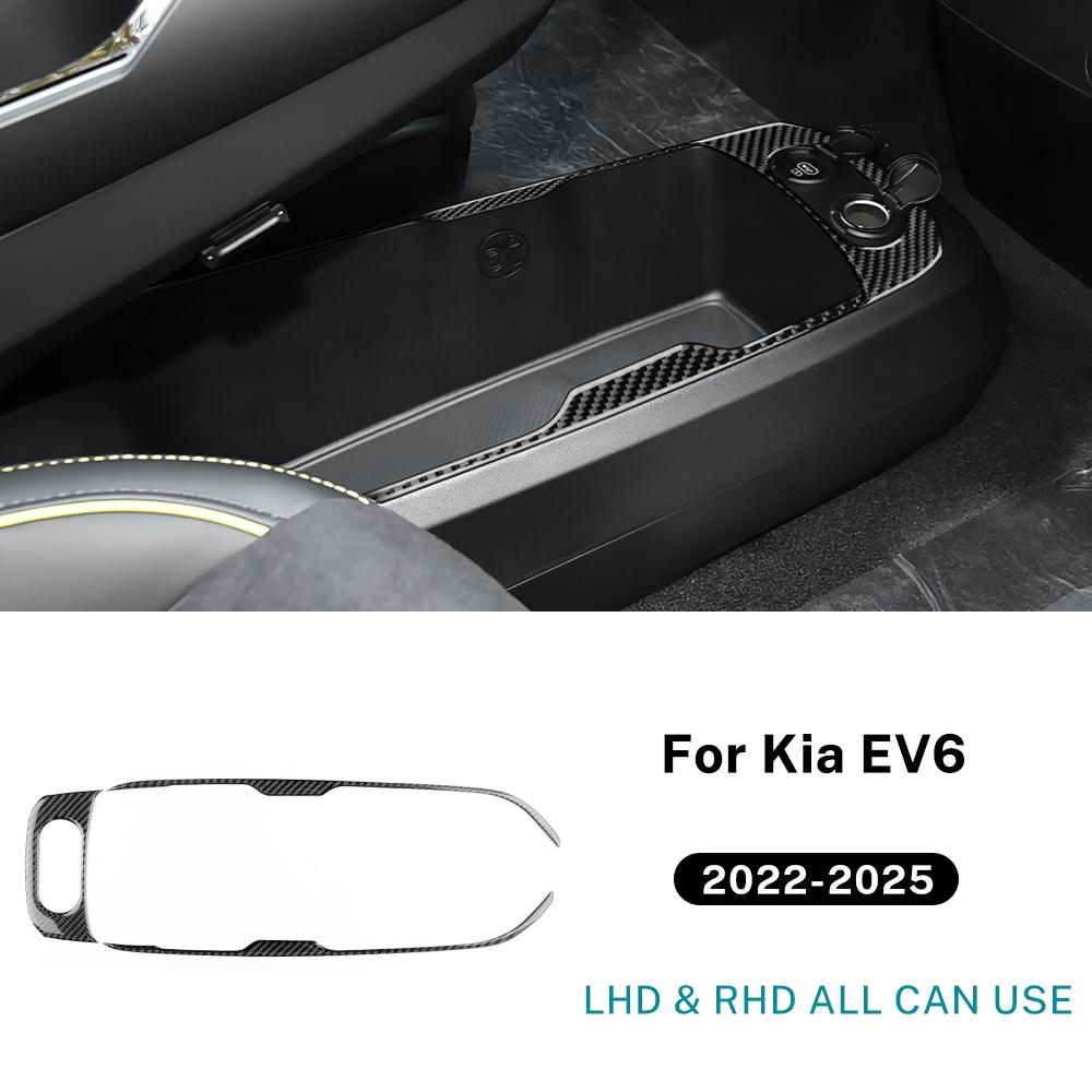 Echter Weicher Kohlefaser-Aufkleber Für Kia EV6 GT EV 2022 2023 2024 2025 LHD RHD Auto Untere Konsolen-Dekorrahmen Innenverkleidung