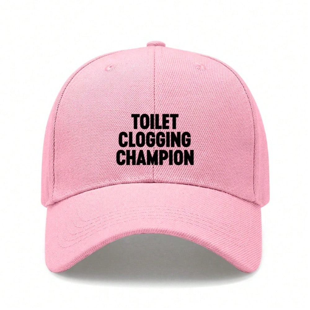 [Funny Baseball Cap] Toilet Clogging Champion Letter Print Polyester Adjustable Breathable Casual Outdoor Sports Dad Hat For Men Women