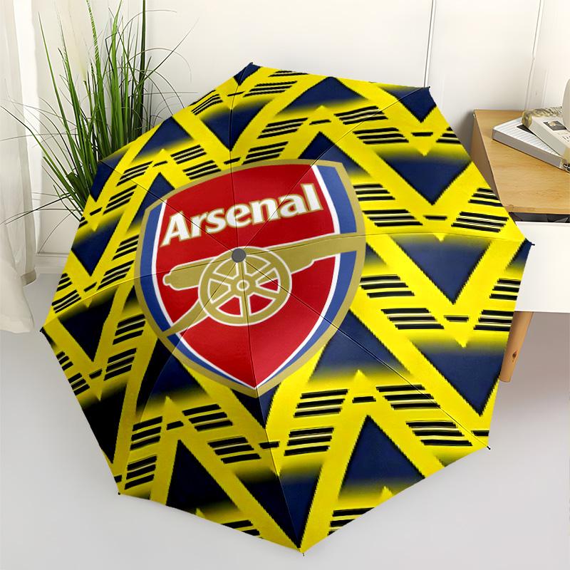Arsenal Football Club Crest Automatic Umbrella Compact 8-Rib Lightweight Foldable Design Perfect for Outdoor Adventures Outdoor Accessory