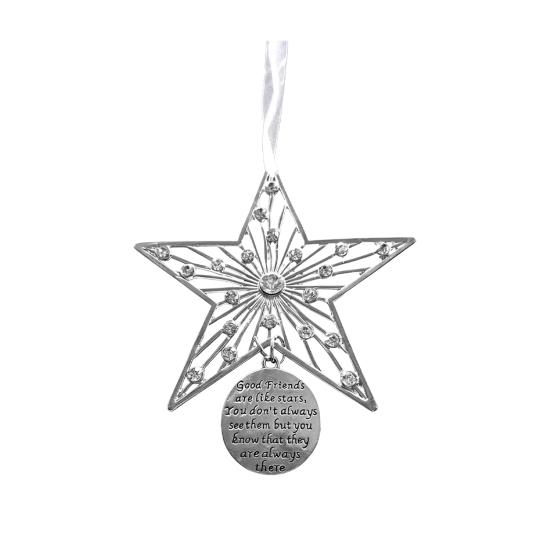 Christmas Friendship Charm Gift Metal Hanging Snowflake/Star/Round/Snowman Shaped Decoration with Blessing