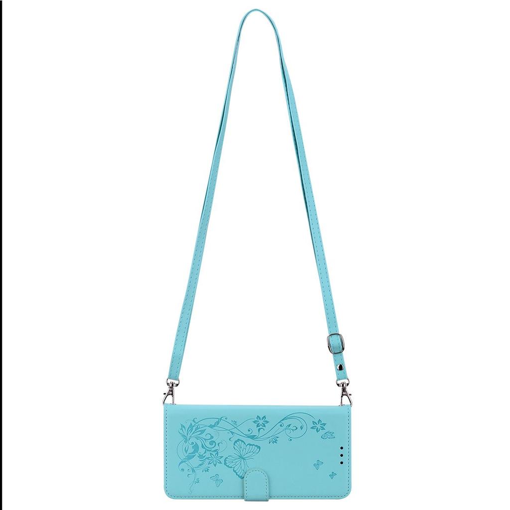 Elegant Butterfly Floral Flip Leather Phone Case for OPPO Reno15 5G Long Shoulder Strap Wrist Lanyard Cover