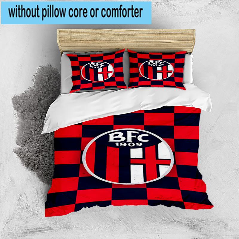 3PCS Football Bologna Bedding Set,Including 1pc Duvet Cover And 2pcs Pillowcases Perfect for Bedroom, Dormitory, Fan Christmas gift