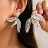 Exaggerate Temperament Irregular Liquid Metal Texture Multi-layer Flower Petal Leaf Leaves Stud Earrings for Women Korea Jewelry
