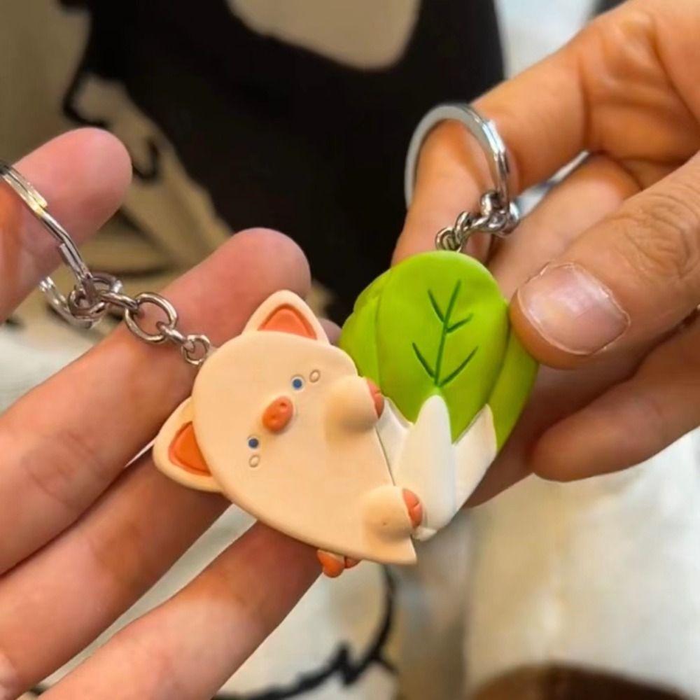 

Korean Magnetic Pig Keychain Cabbage Resin Funny Pendant Kawaii Car Accessory