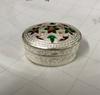 925 Silver Handmade Trinket Kajal Casket Jewelry Box , Surma Kumkum Sindoor Container, Floral Oval Shape 7.5 X 2.5 Cm Dia 18 Gm Temple Pooja