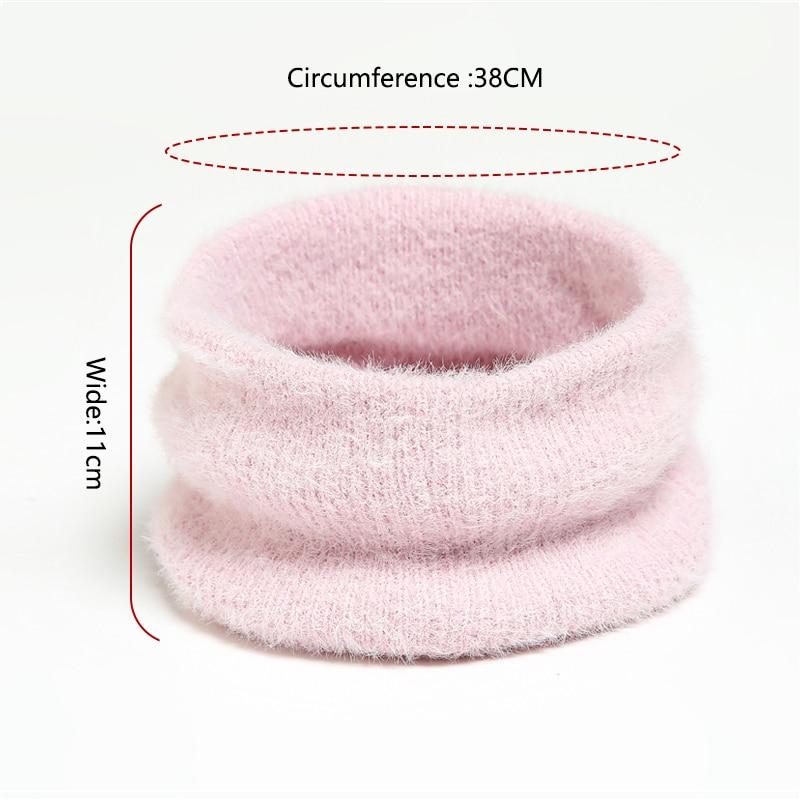 Winter Plush Ring Scarf for Women Warm Knitted Ski Mask Neckerchief Luxury Solid  Suit Children Adult
