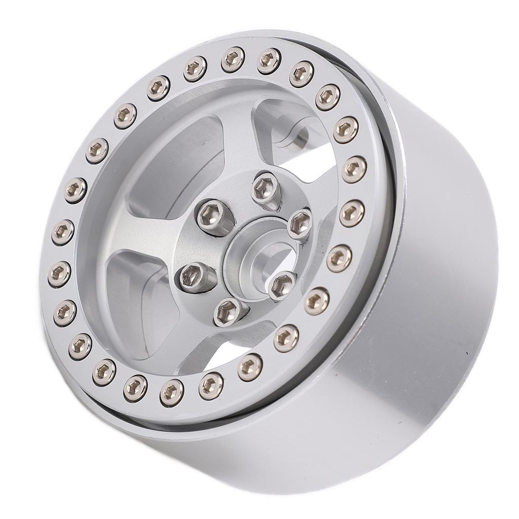 1.9 Inch Beadlock Wheels Aluminum Alloy 5 Hole Silver Rims Non Staining Lock Tire RC Wheel Rims