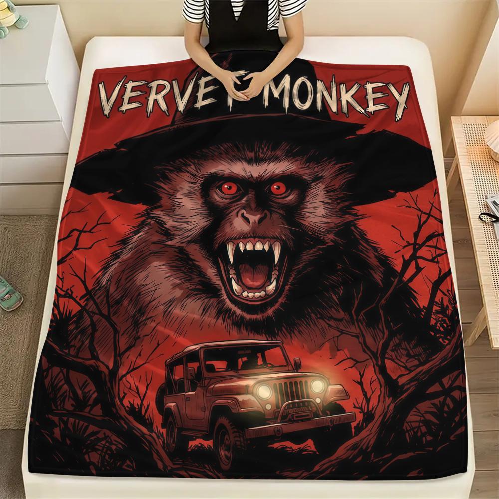 Dark and Terrifying Animals Print Flannel Blanket,High quality Comfortable for All Seasons,Home Decor,Warmth and Comfort,Perfect for Christmas Gifts