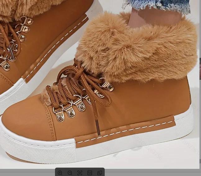 2024 Winter Women Boots Warm Shoes for Women Fur Ankle Boots Increased Height Shoes Thickened Ladies Snow Boots Big Size 43 Bota