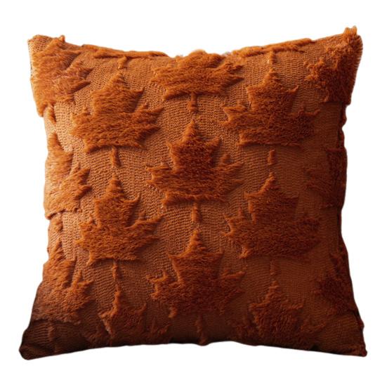 Decorative Pillow Case Embroidery Maple Leaves Pumpkin Pattern Pillow Cover Removable