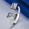 1 piece of 925 sterling silver exquisite square zircon ring with an opening, ladies' jewelry gift, wedding accessory