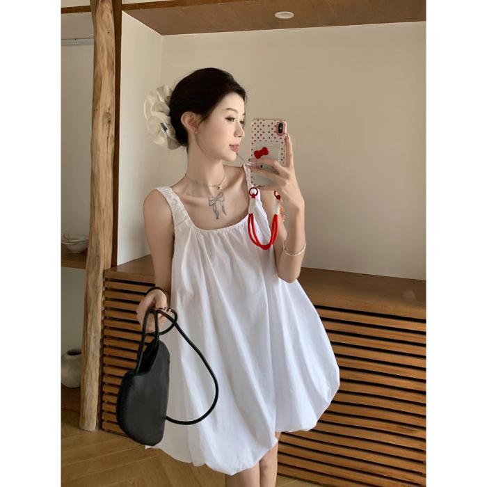 

Simple U-neck bud vest dress women s spring new sweet and spicy style loose and thin casual super fairy dress S