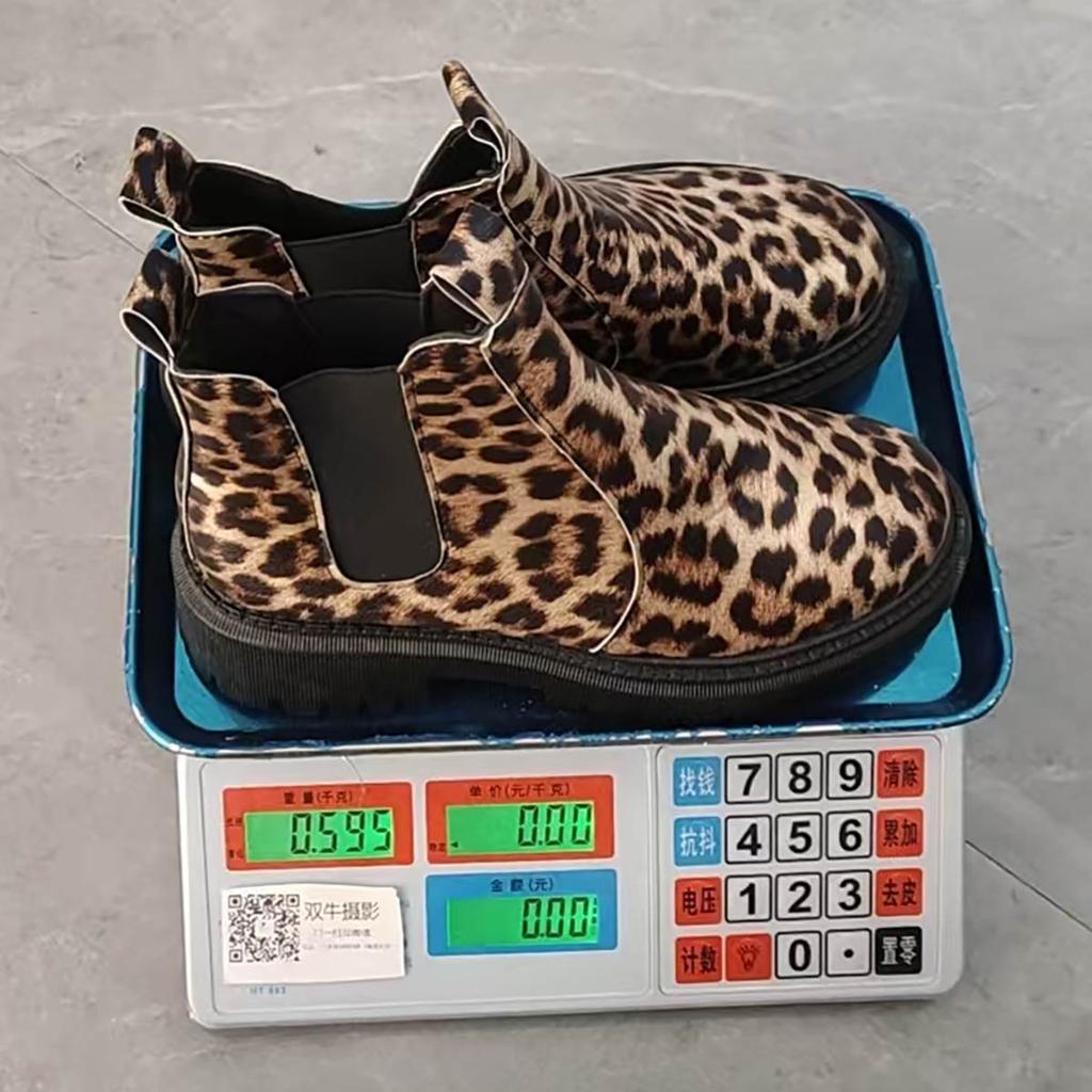 Large size Martin boots New European and American leopard print single boots casual boots in autumn and winter