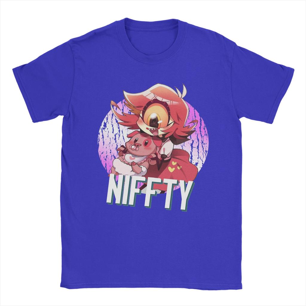 Niffty Hazbins Hotels Anime T Shirts for Men Pure Cotton Funny T-Shirt Round Collar  Tees Short Sleeve Tops 4XL 5XL