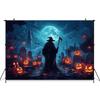 Mocsicka Halloween Backdrop Photography Baby Wizard Photo Backgrounds Night Moon Cemetery Ghost Pumpkin Party Decorations Banner