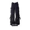 American Vibe Women's Black Wide-Leg Workwear Jeans - Multi-Pocket, Floor-Length (Autumn/Winter 2025)