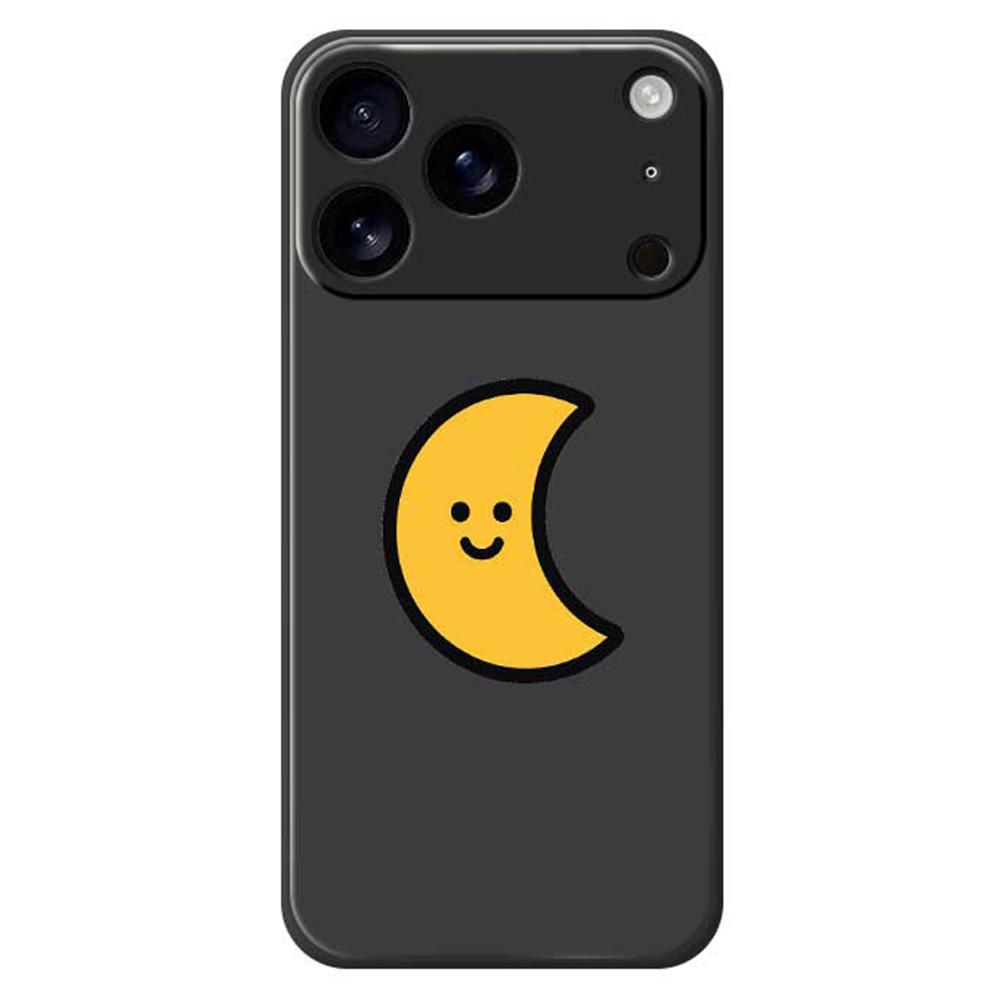 For iPhone 17 Pro Max Case Yellow Moon Pattern Printing Straight Edge TPU Phone Back Cover