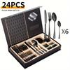 24Stainless steel cutlery set - Mirror-polished fork  knife  and spoon set  Suitable for home use  Hotel Weddings and banquets Dishwasher