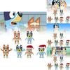 Peluche Giocattolo Famiglia Fortunata Cane Cartone Animato Adorabile Animale Morbido Ripieno nei Colori Arancione e Blu