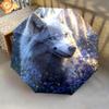 1 PC Automatic Folding Umbrella - Wolf In Moonlit Pattern, Portable & Foldable Design with 8 Ribs, Christmas Birthday Gifts