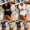 2025 European & American Backless Lace-Up One-Piece Swimsuit: Women's High-Waist Solid Color Sexy Beach Swimwear