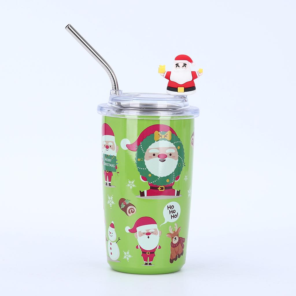 16Oz Christmas Theme Cup Set Break-Resistant Metal Travel Cups with Straws Perfect Gifts for Halloween Valentine's Day Christmas